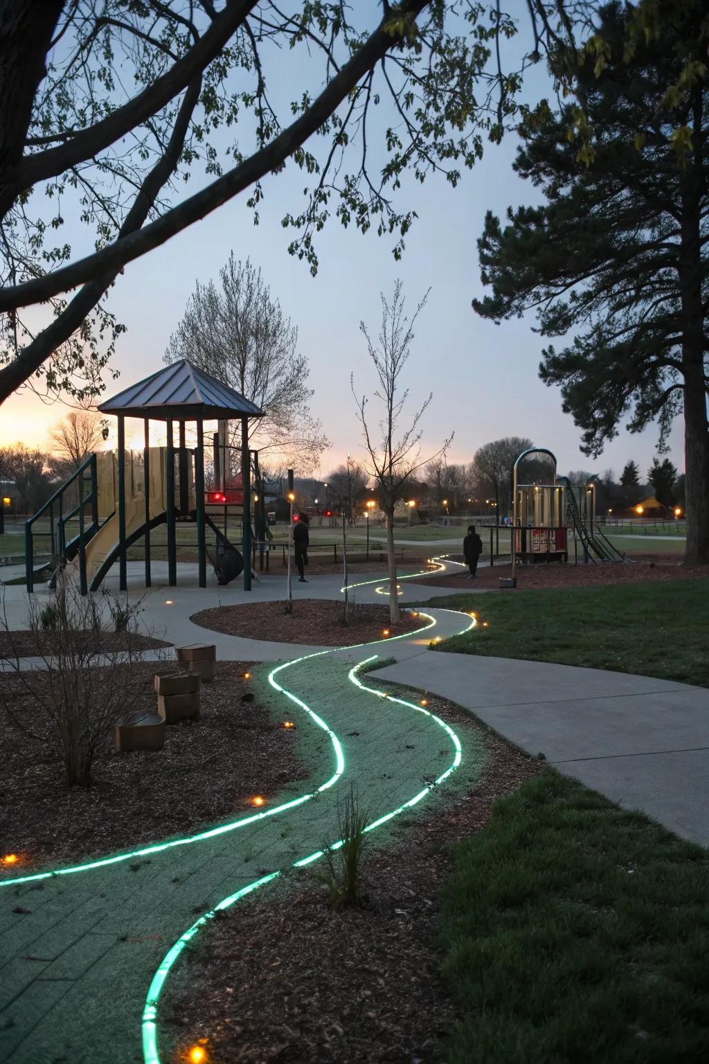 Light-up paths add magic to playgrounds.
