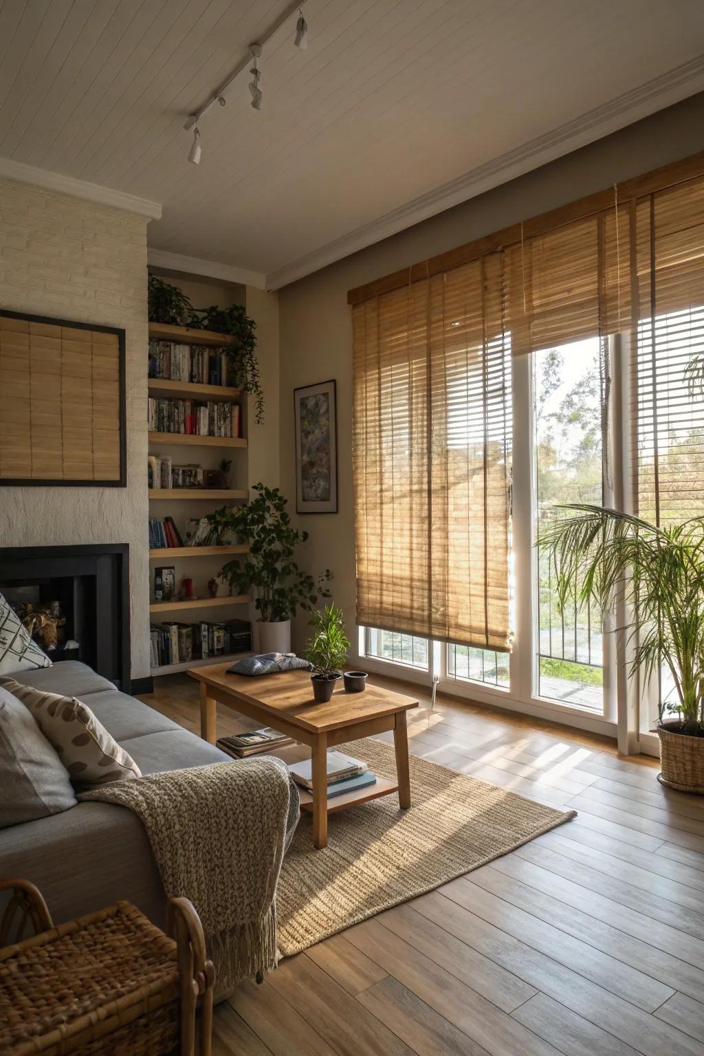 Plantation window coverings offer a warm, textured personal space solution.
