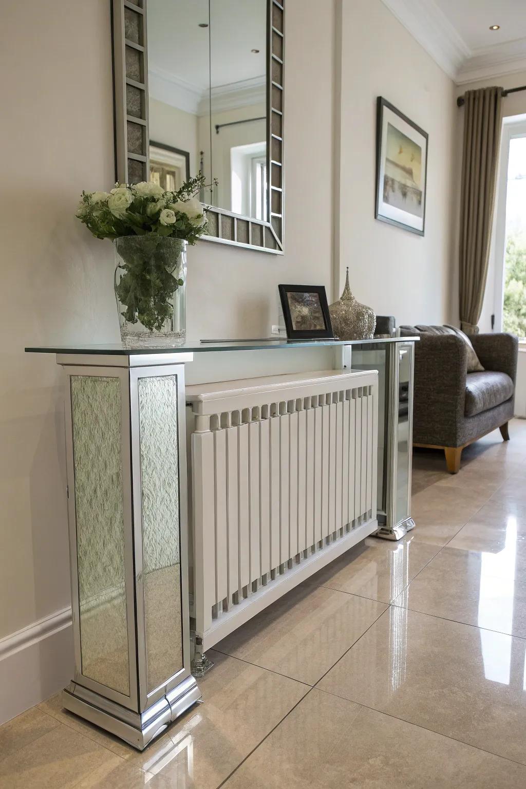 A crystal-topped radiator face enhances modern elegance.