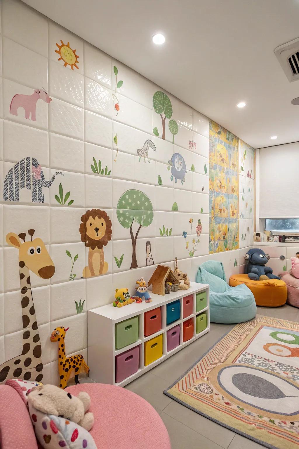 Whimsical animal designs make for a playful playroom.