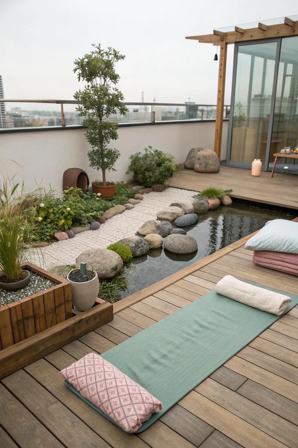 Find harmony on your rooftop deck with a devoted zen space.