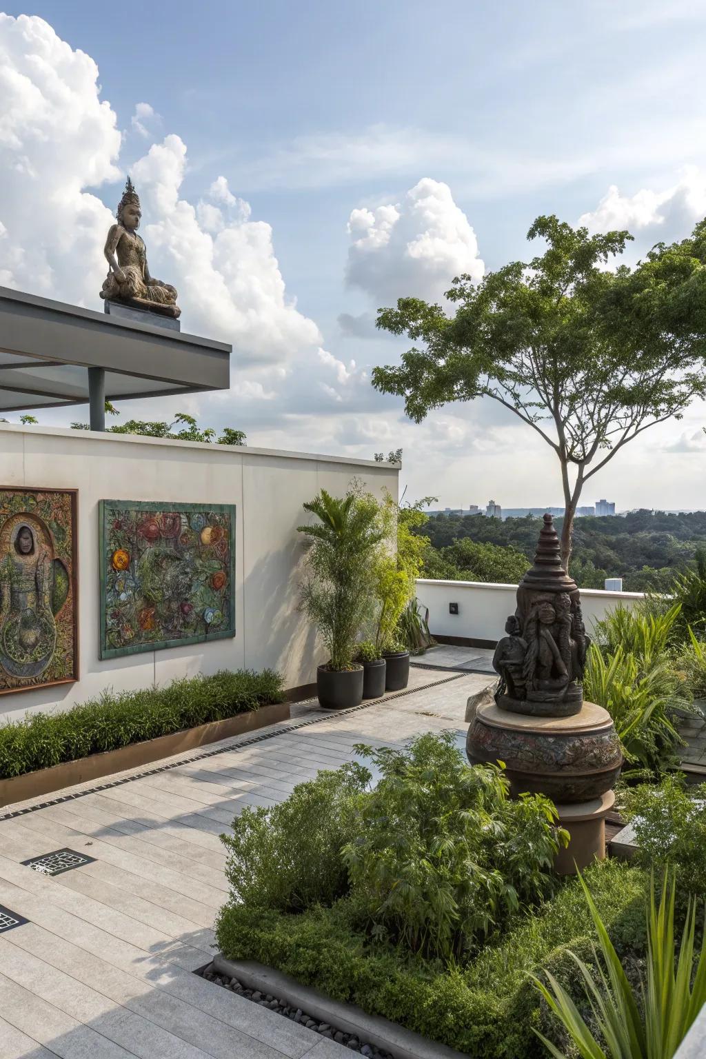 Art pieces introduce a unique and personal touch to your rooftop.