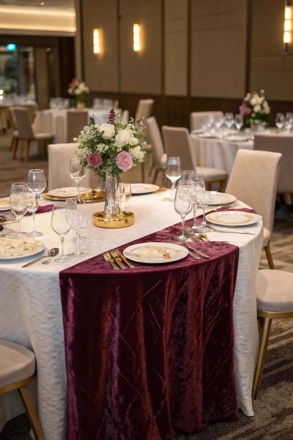 Velvet runners introduce a hint of grandeur and luxury.