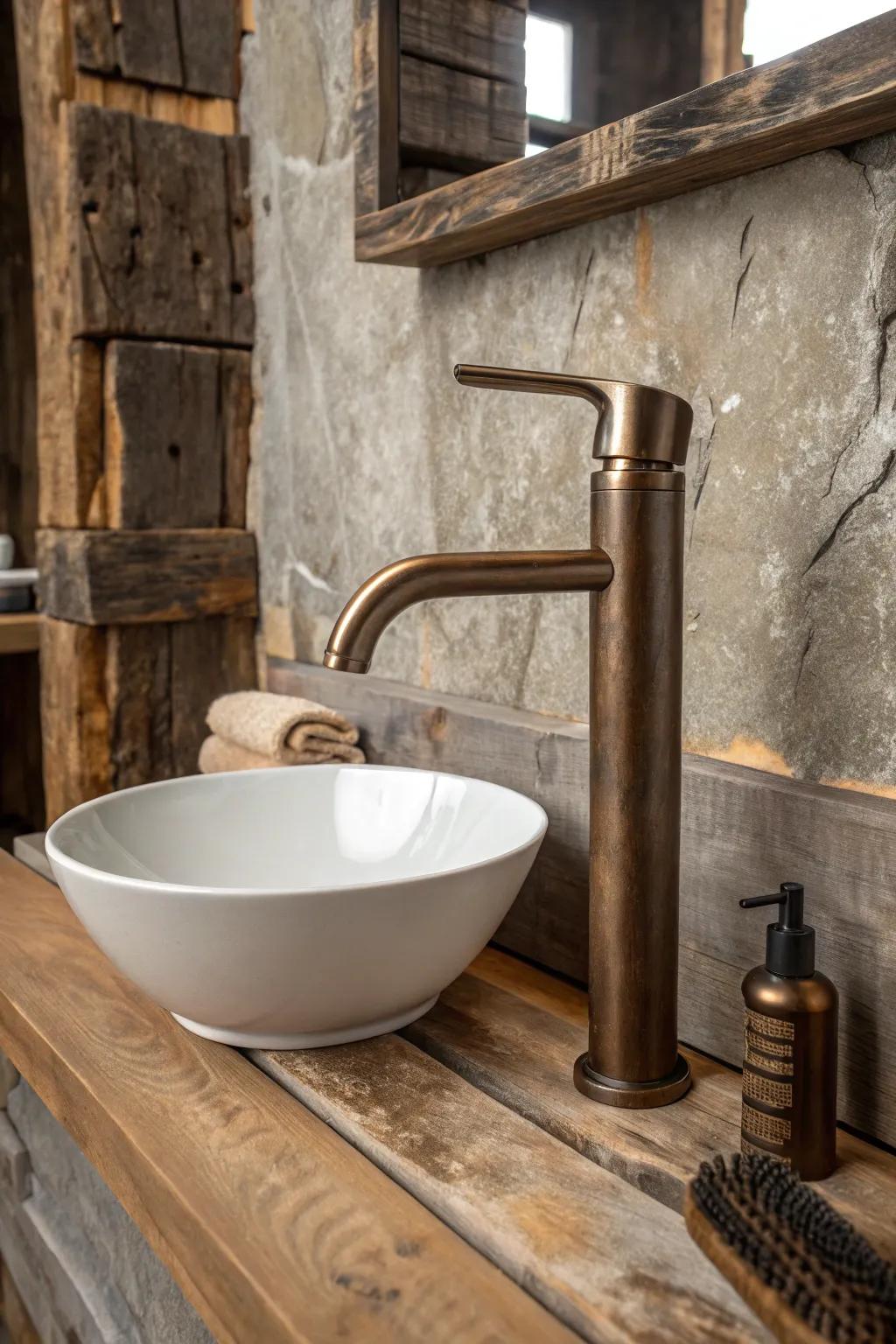 Contemporary shapes with country finishes provide a unique blend.