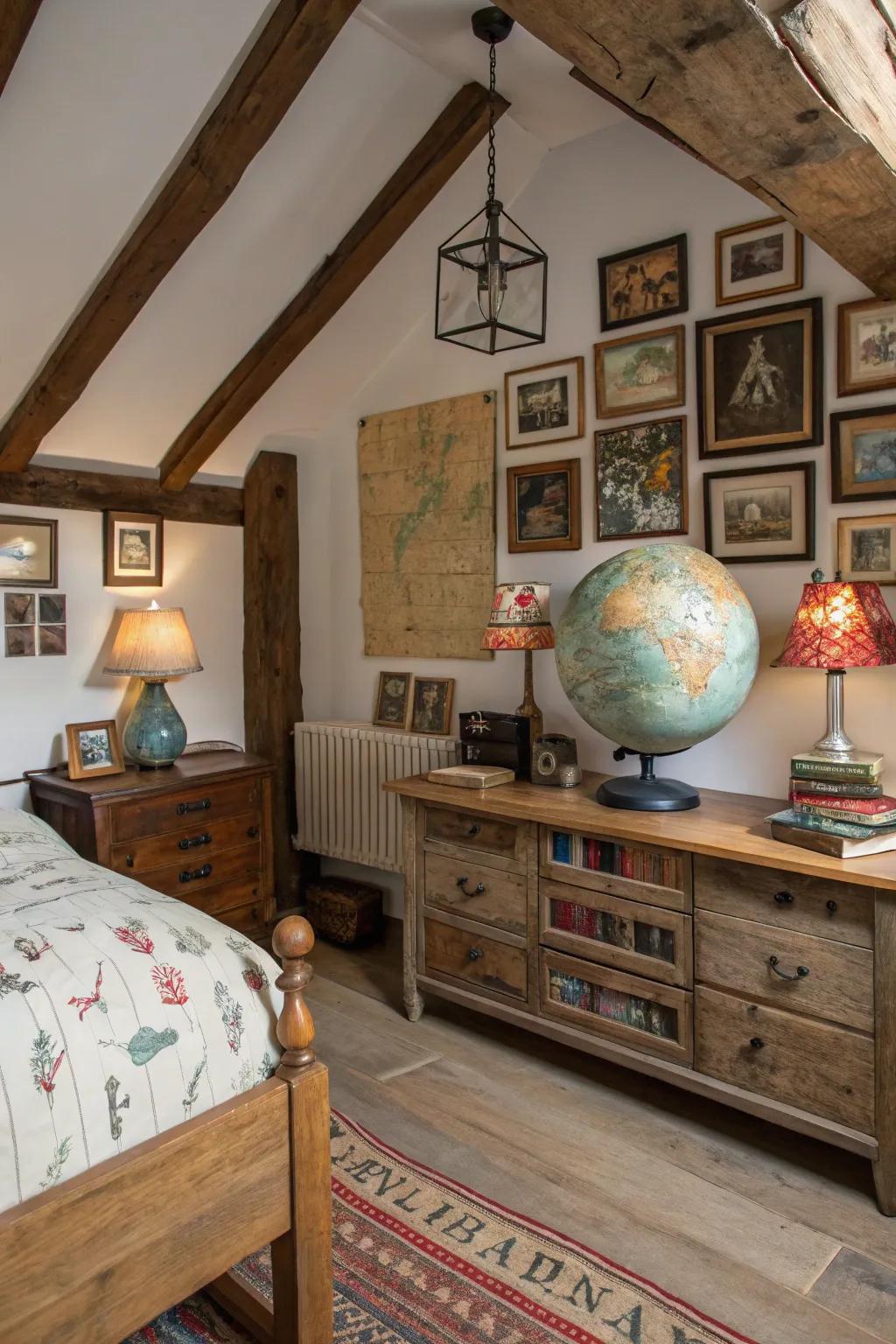 Creative details add a playful vibe to this countryside bedroom.