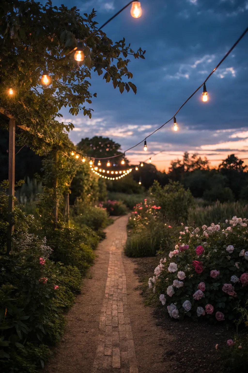 Countryside illumination forging a toasty evening ambiance.