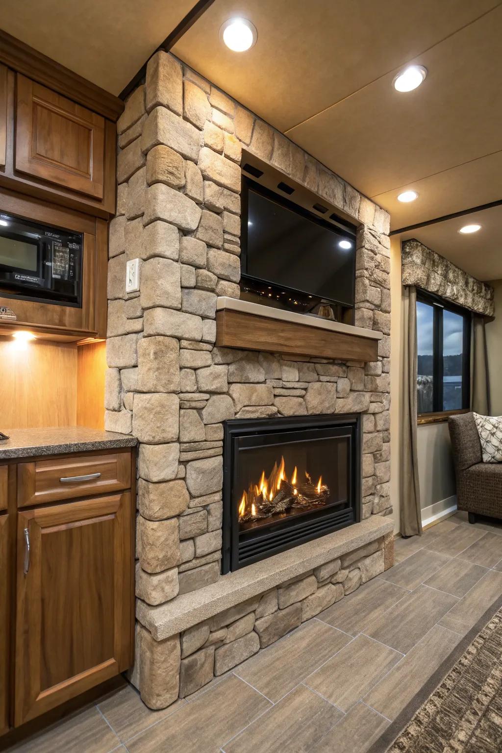 Rock features add rustic texture and warmth.