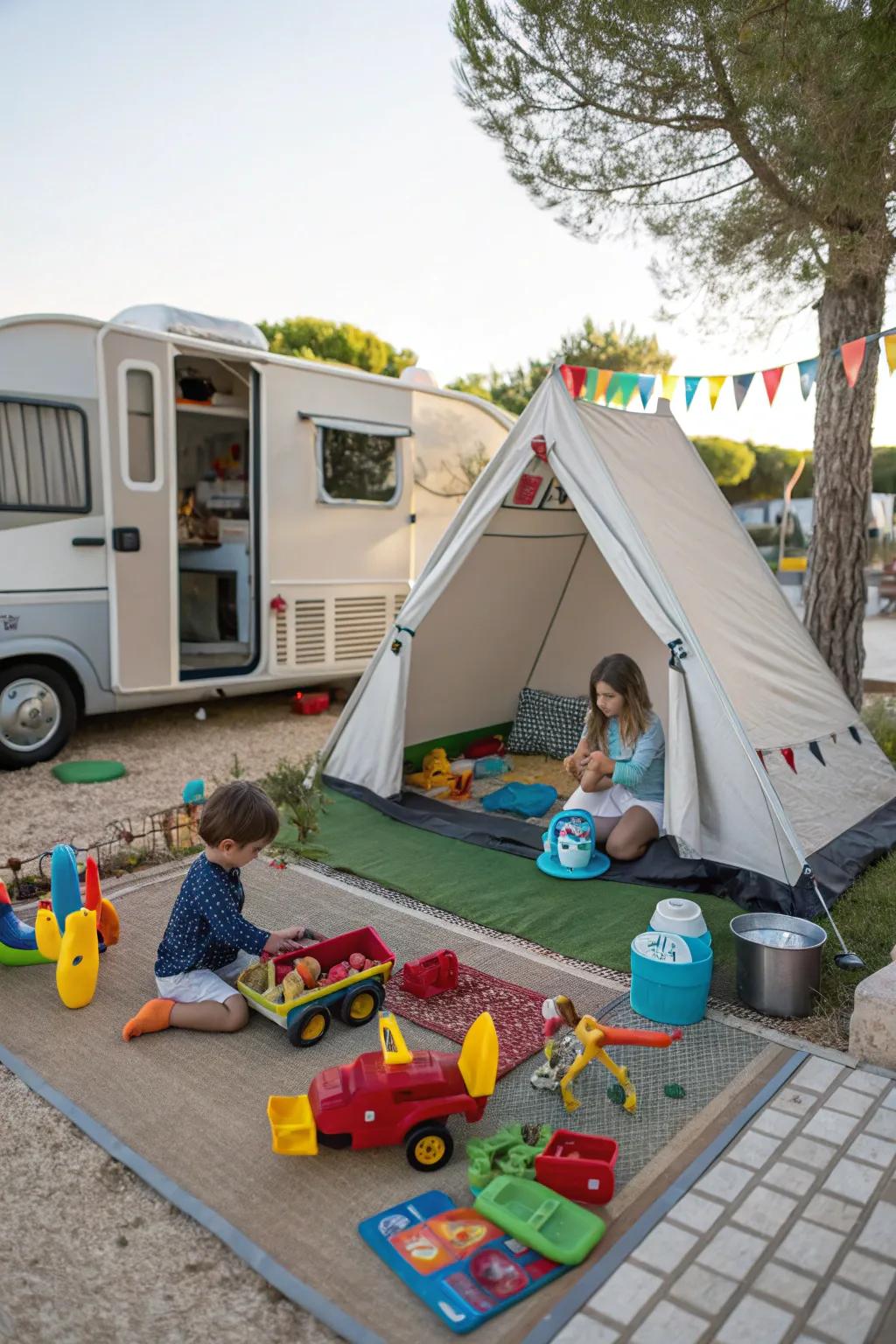 A play spot keeps children happy and entertained.