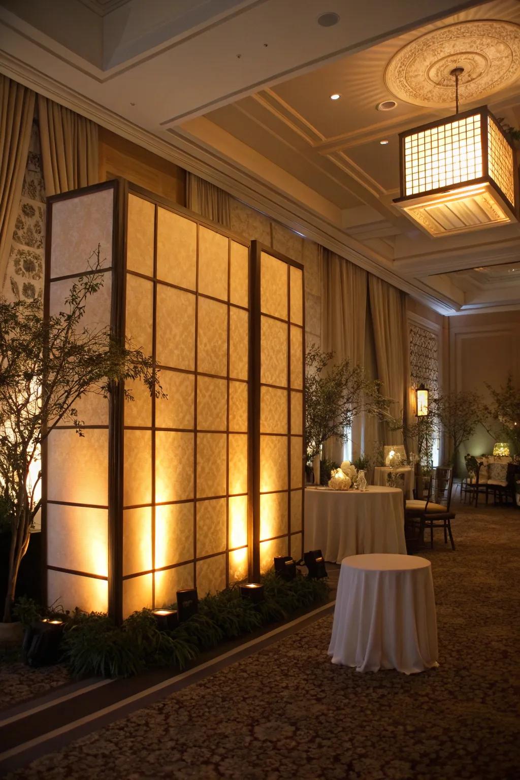 Backlit partitions add a magical glow to decor.