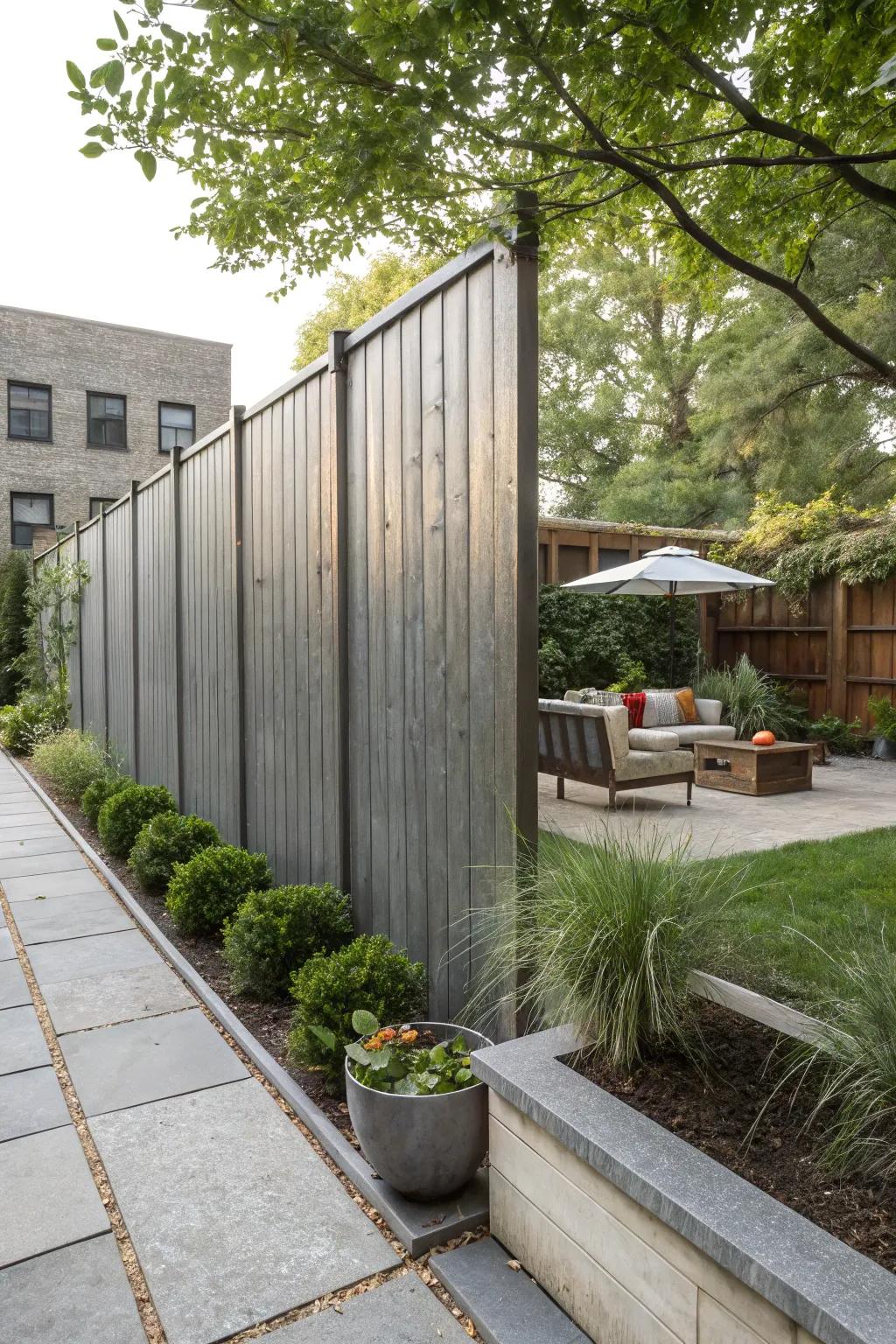 Raw finishes give an urban edge to industrial-style fences.