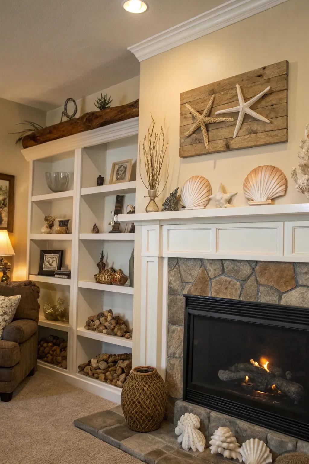 Coastal decor brings an ocean vibe to the living space.