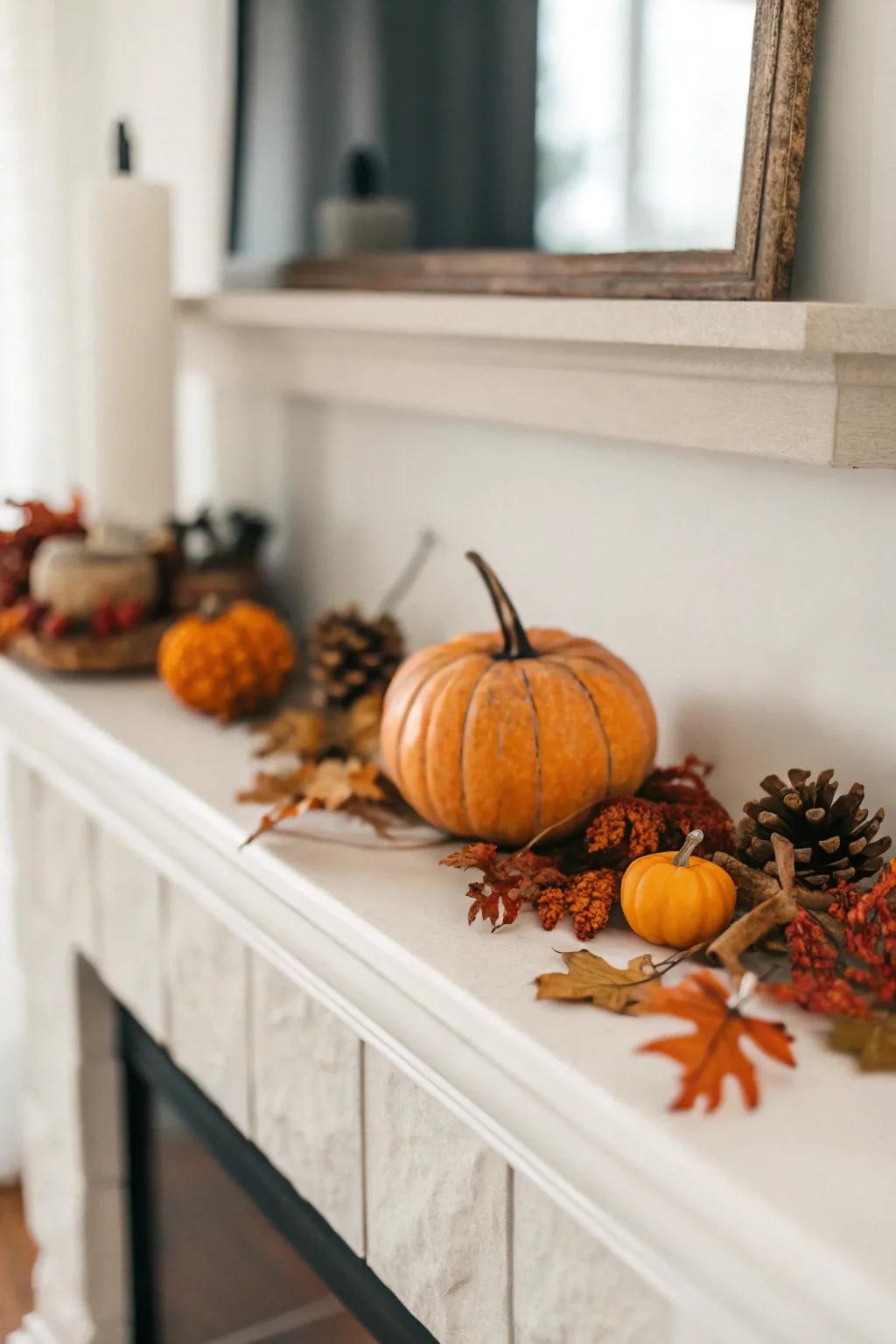 Simple mantel decor highlighting the beauty of simplicity.