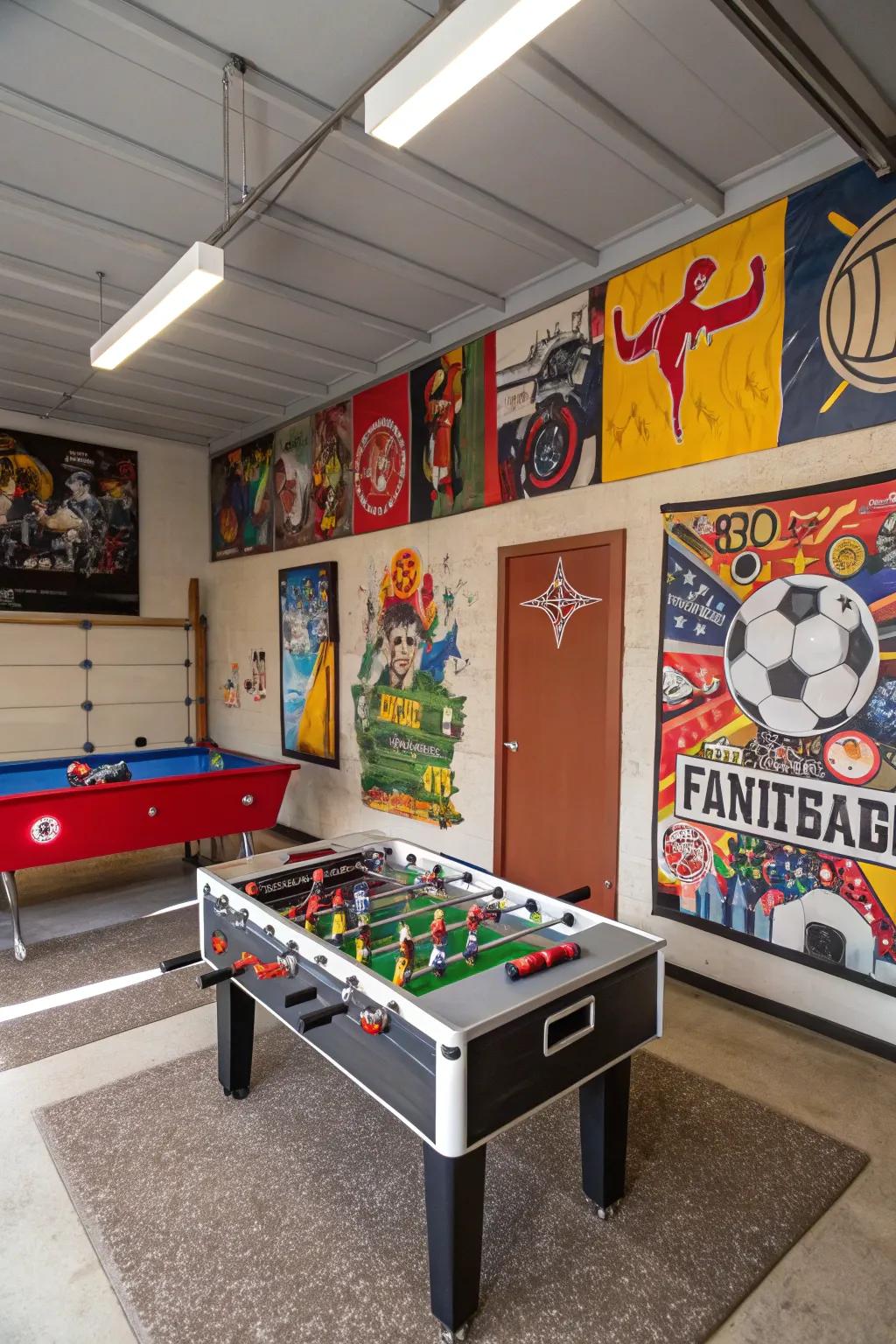 Engage in matches with a foosball table.