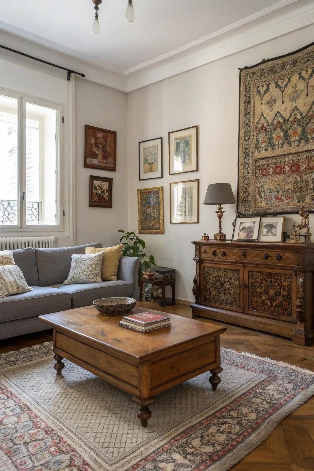 Your space gains timeless character from antique components.