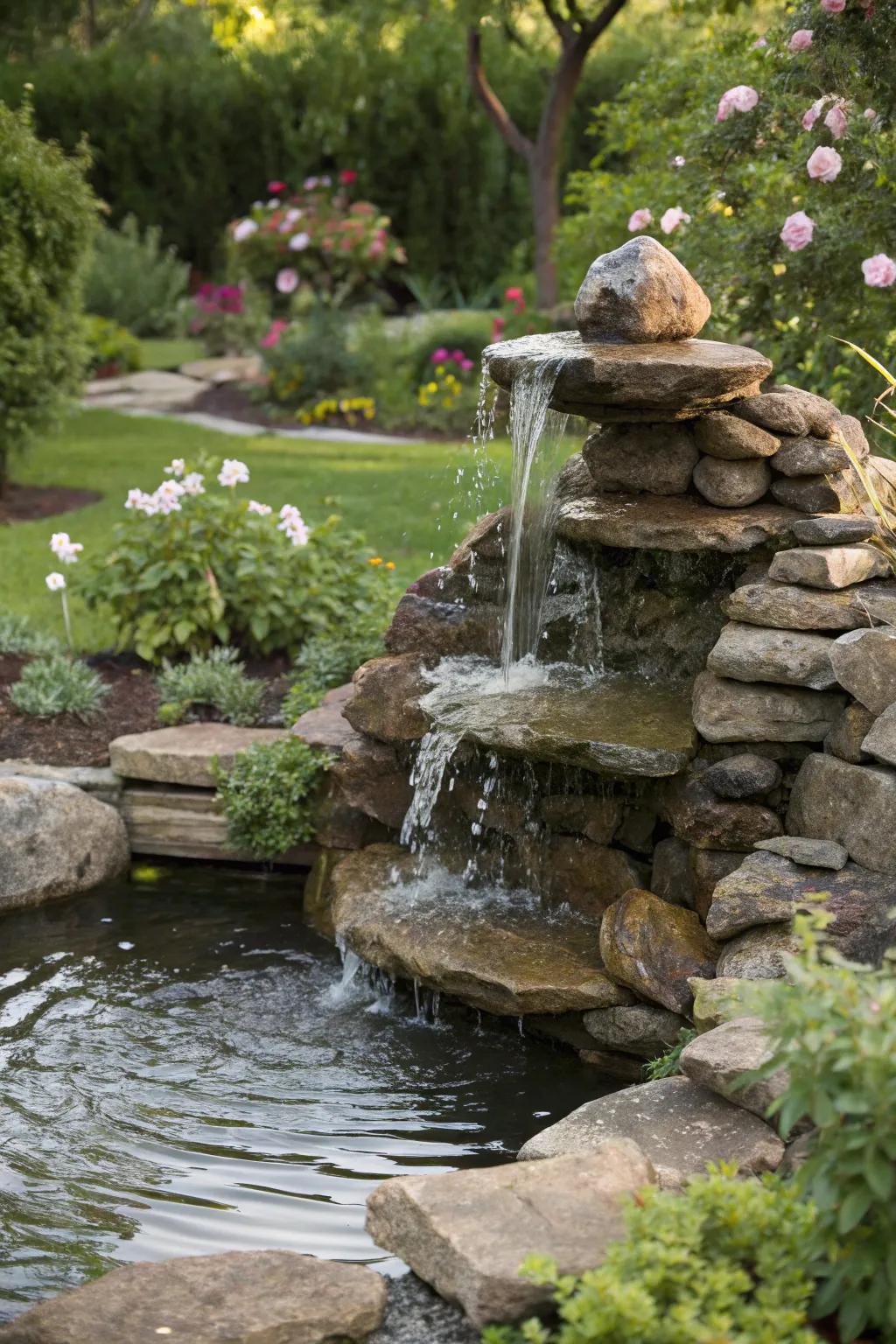 Stone springs furnish a dynamic centerpiece that suits any garden.