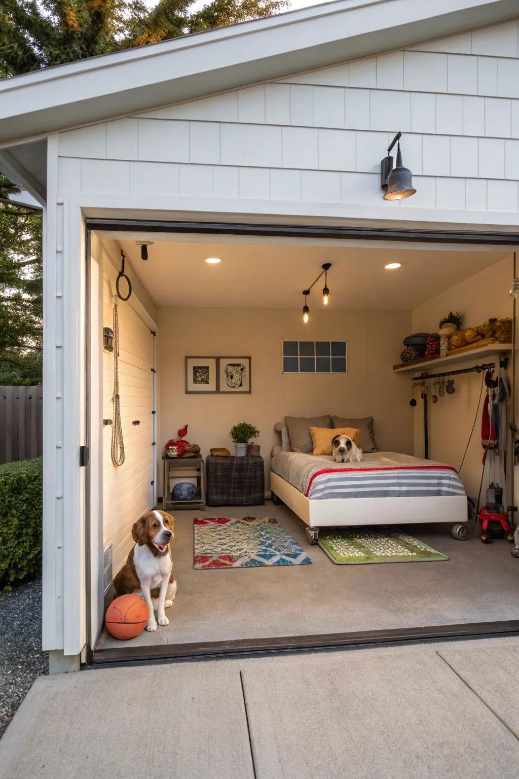 With a pet-friendly corner, you can make your garage feel more welcoming.