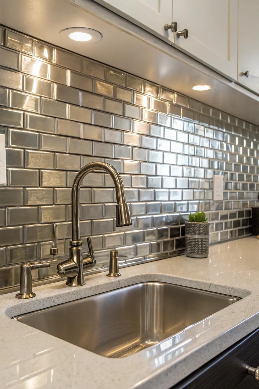 Contemporary steel surfaces add a streamlined and shiny touch to the cooking area.