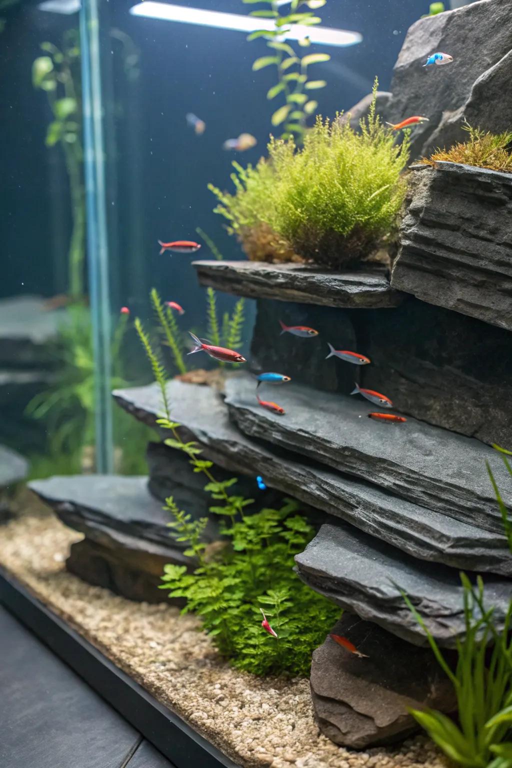 Concealed slate racks fashion an element of astonishment.