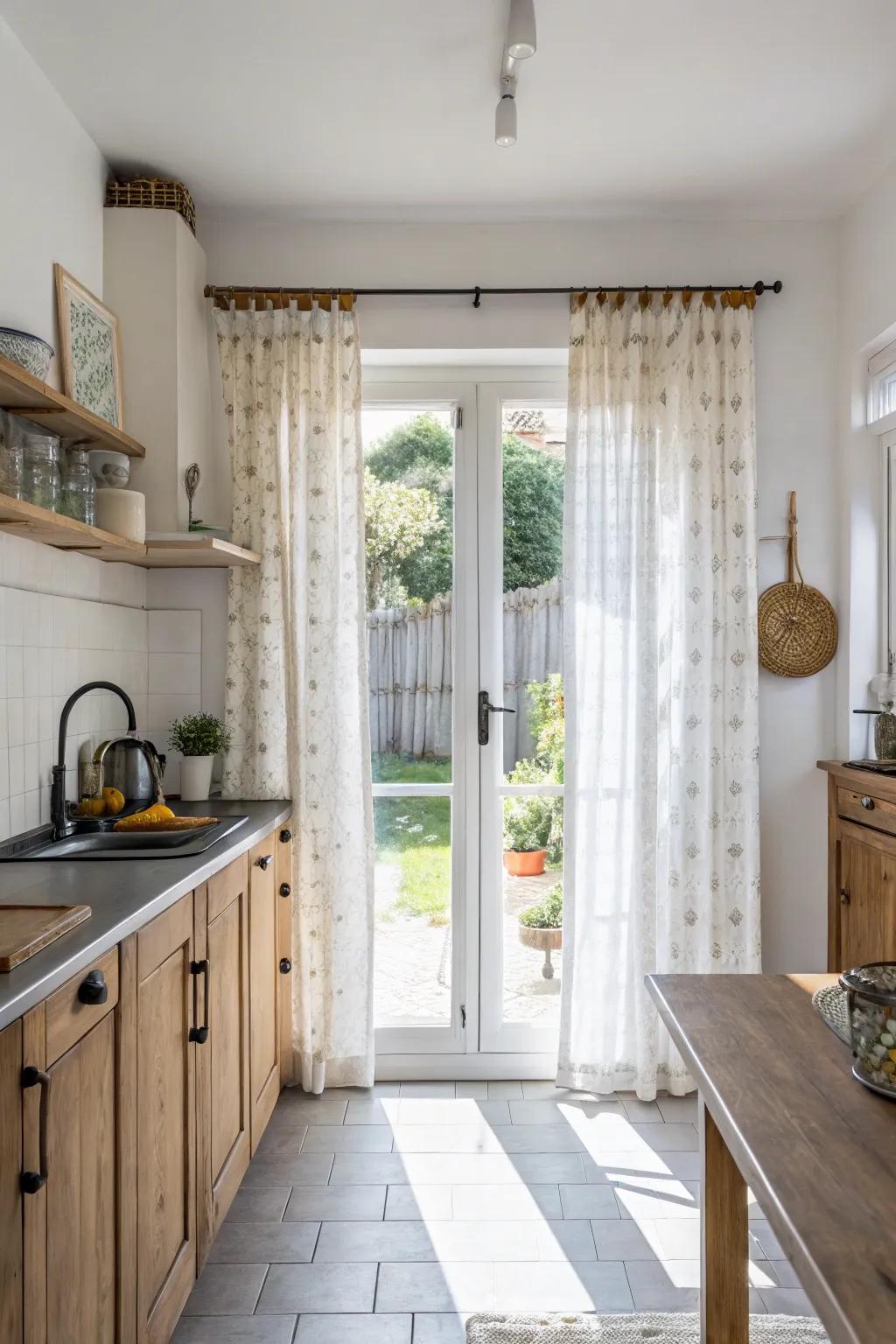 Bistro curtains provide a fun and charming vibe.