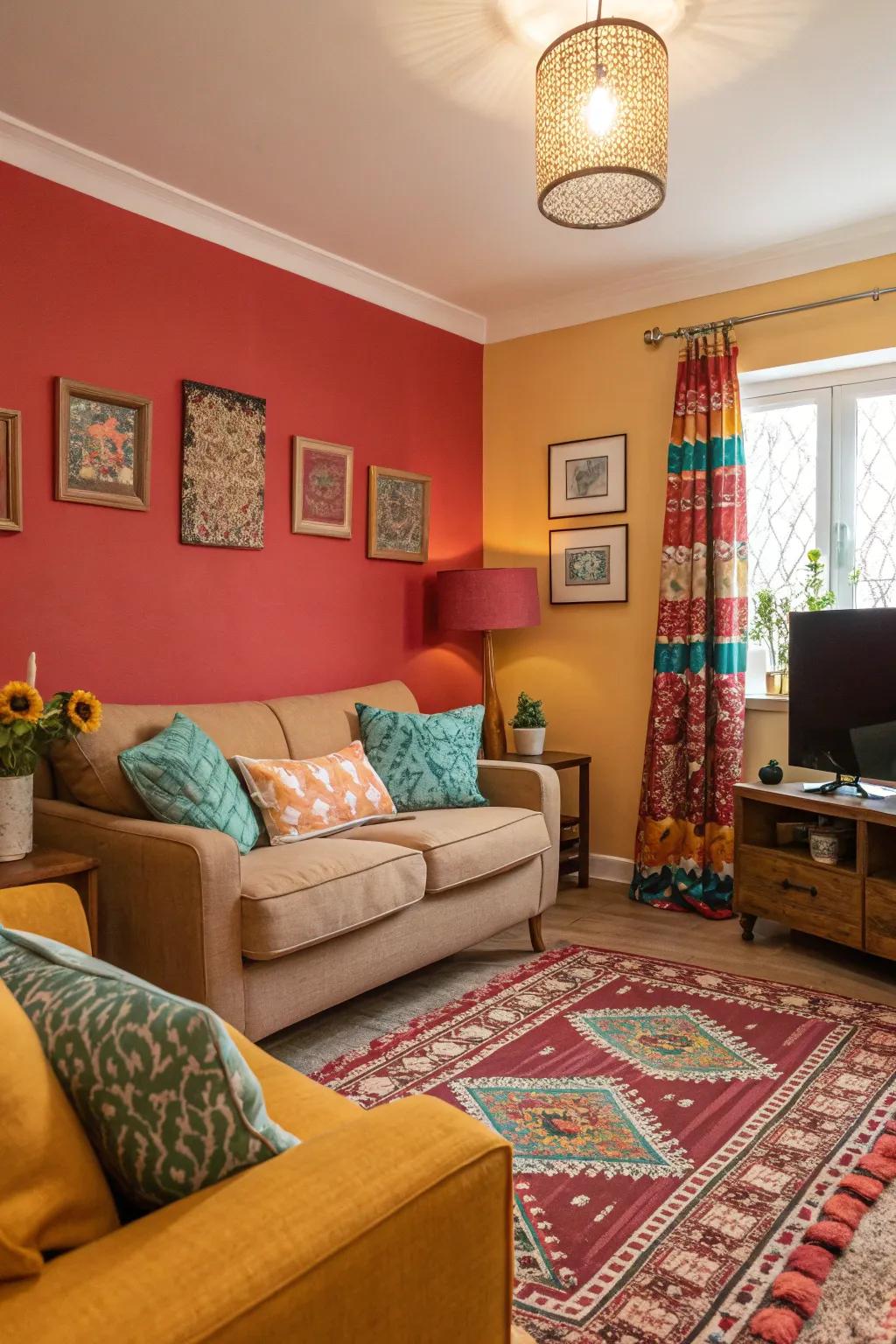 Walls with bold colors add excitement and depth.