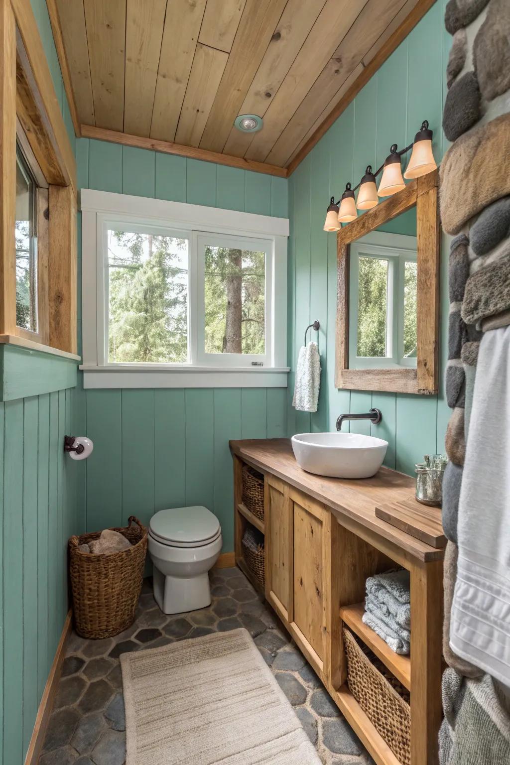 Soft teal cultivates a calm and refreshing space.