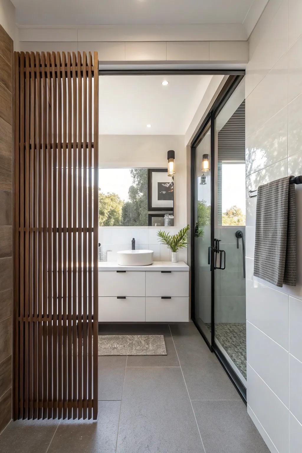 Vertical slat doors improve air flow and style.