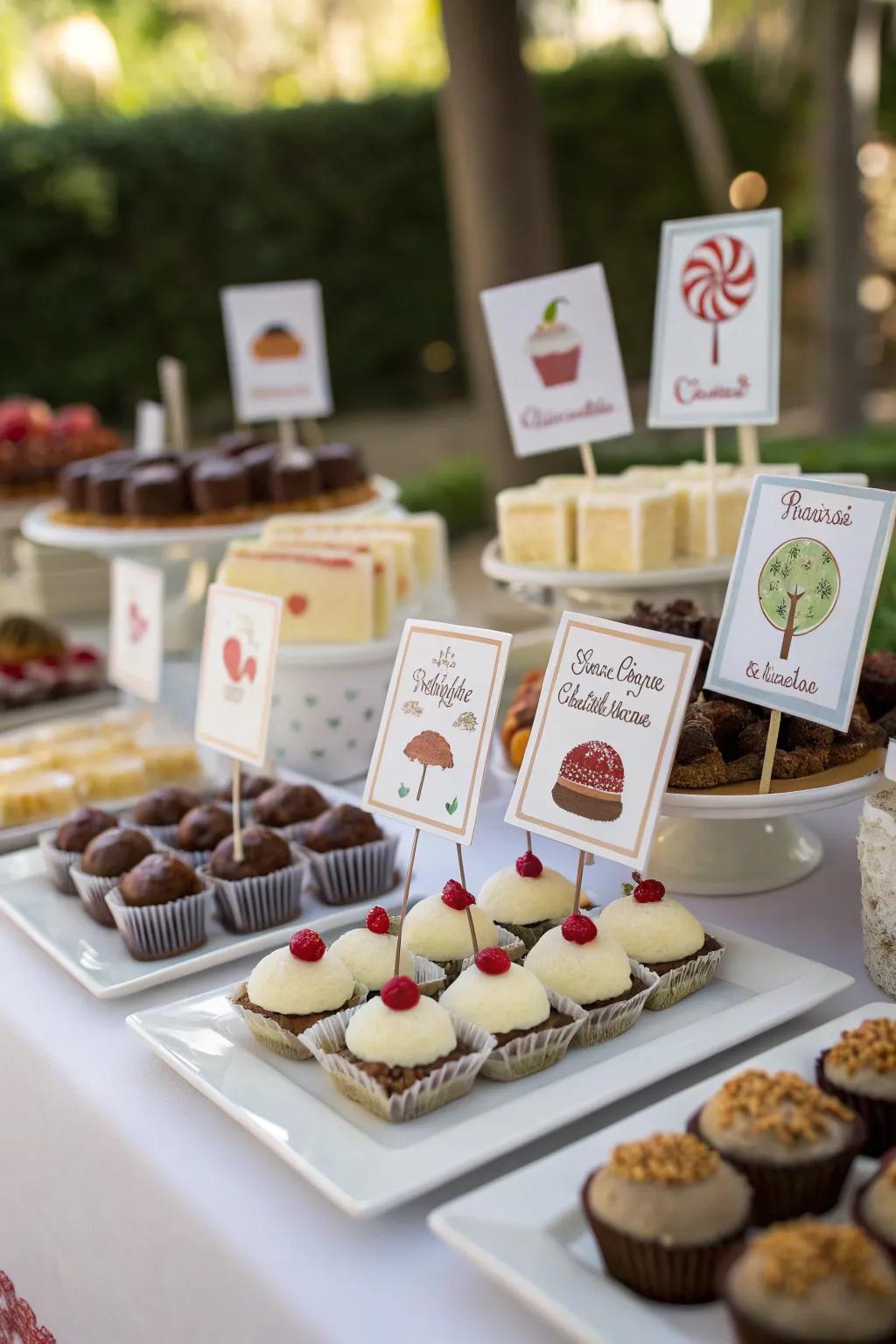 Specialized dessert labels that bring a unique and cohesive accent.