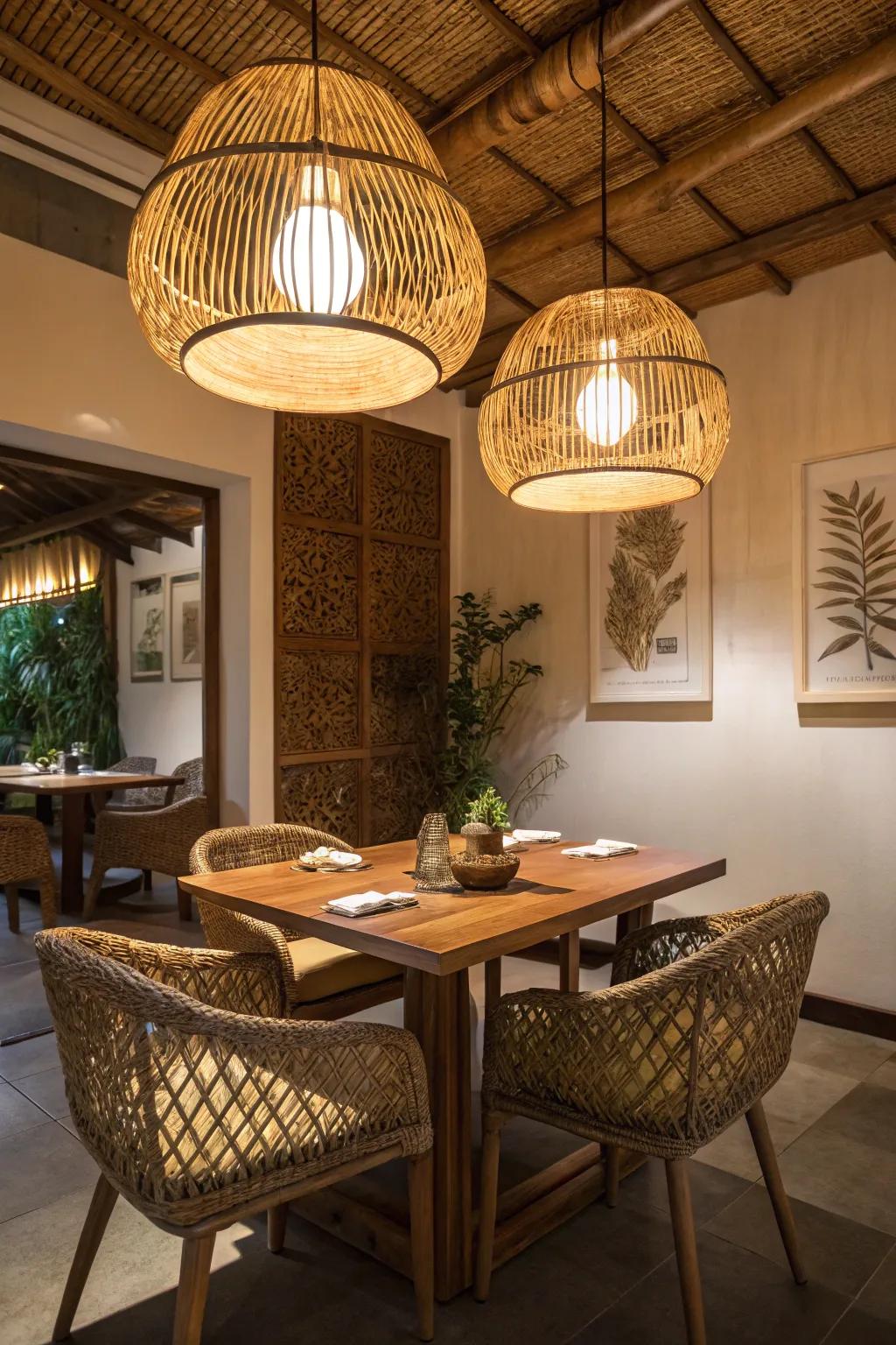 Nature-inspired lighting brings a fresh, outdoor feel to indoor spaces.