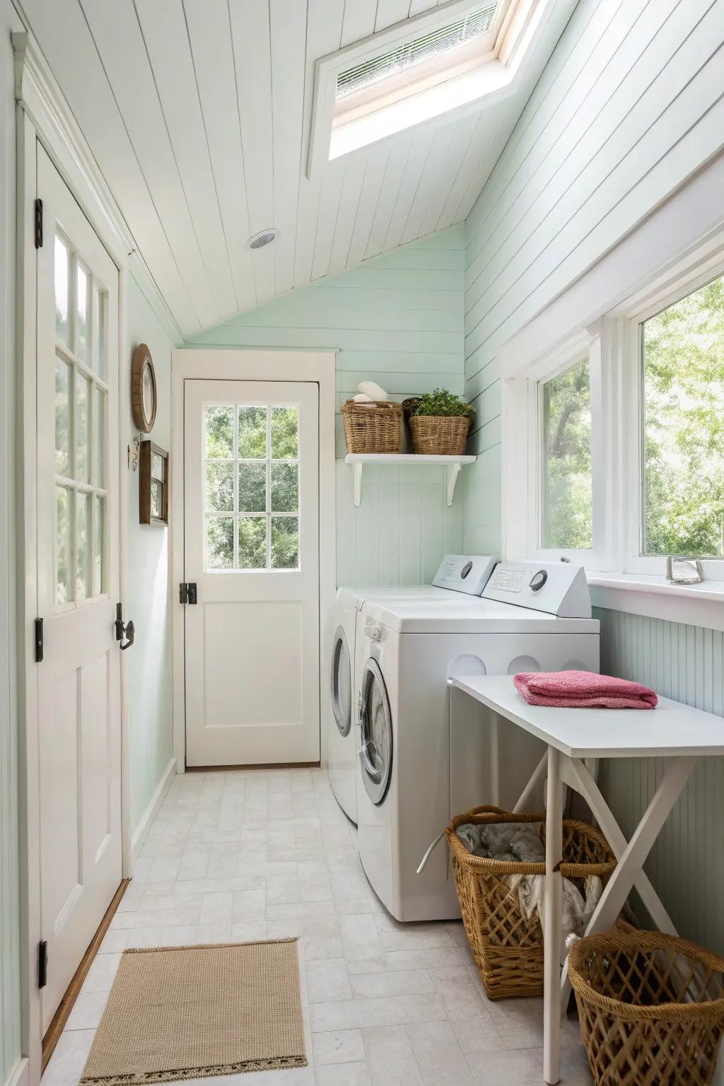 Using lighter colors makes the laundry room feel bigger.