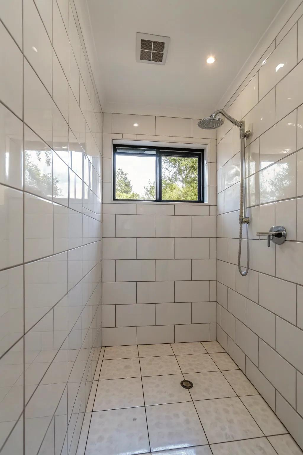 Sizeable tiles streamline the appearance of small spaces.