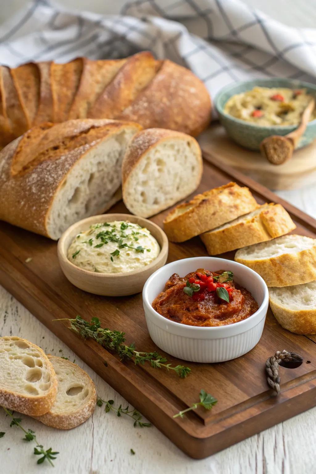 A down-to-earth bread and dip selection bringing warmth and comfort to the table.