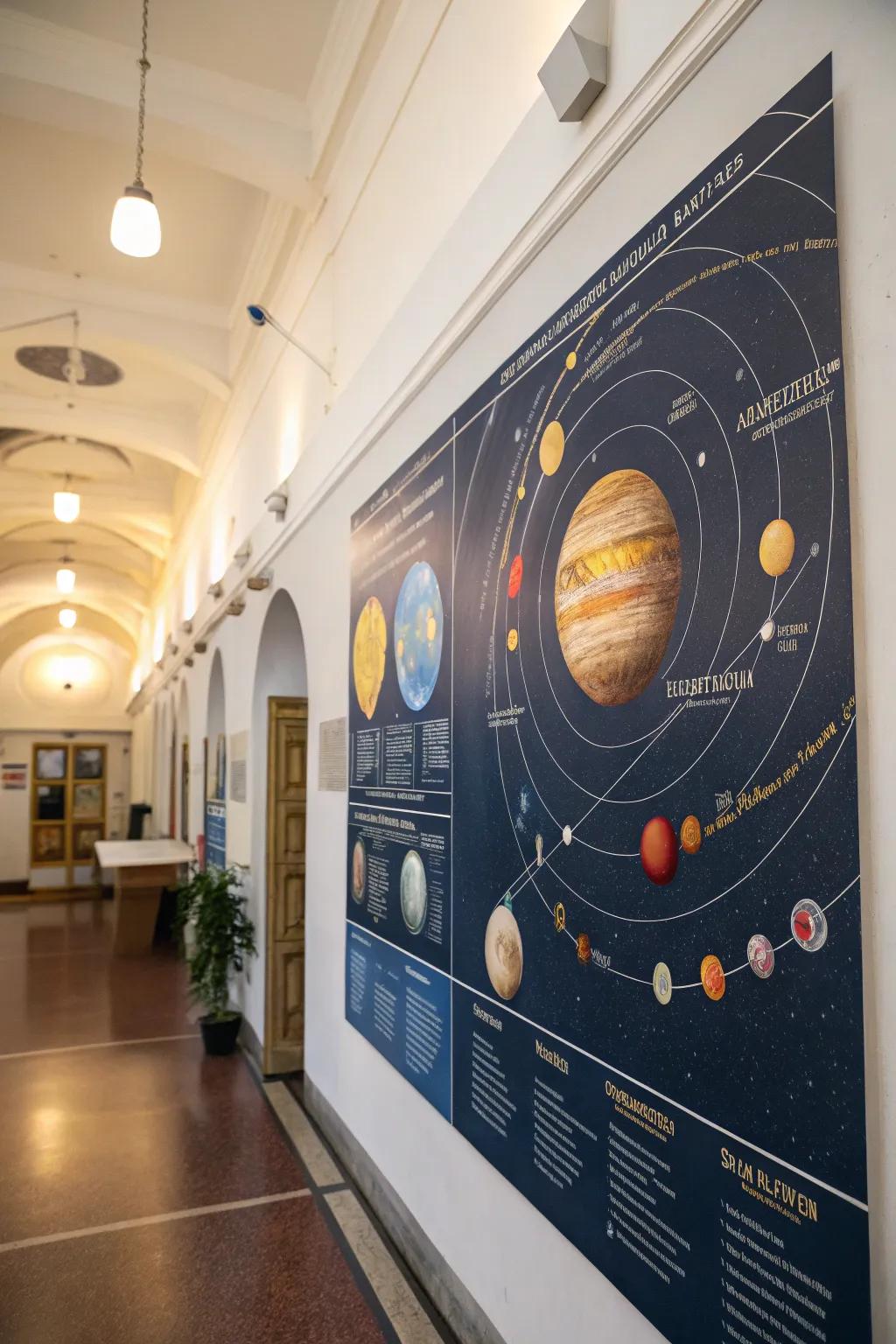 Solar system charts introduce instructional value and visual interest.