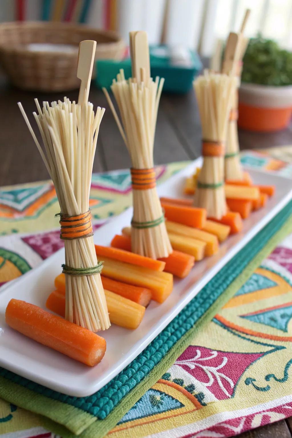 Witchy sticks sweeping up a wholesome snack choice.