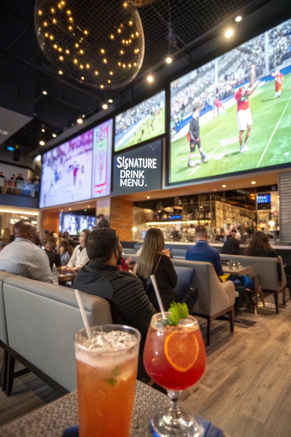 A signature drink menu adds a distinctive flavor to your sports bar.