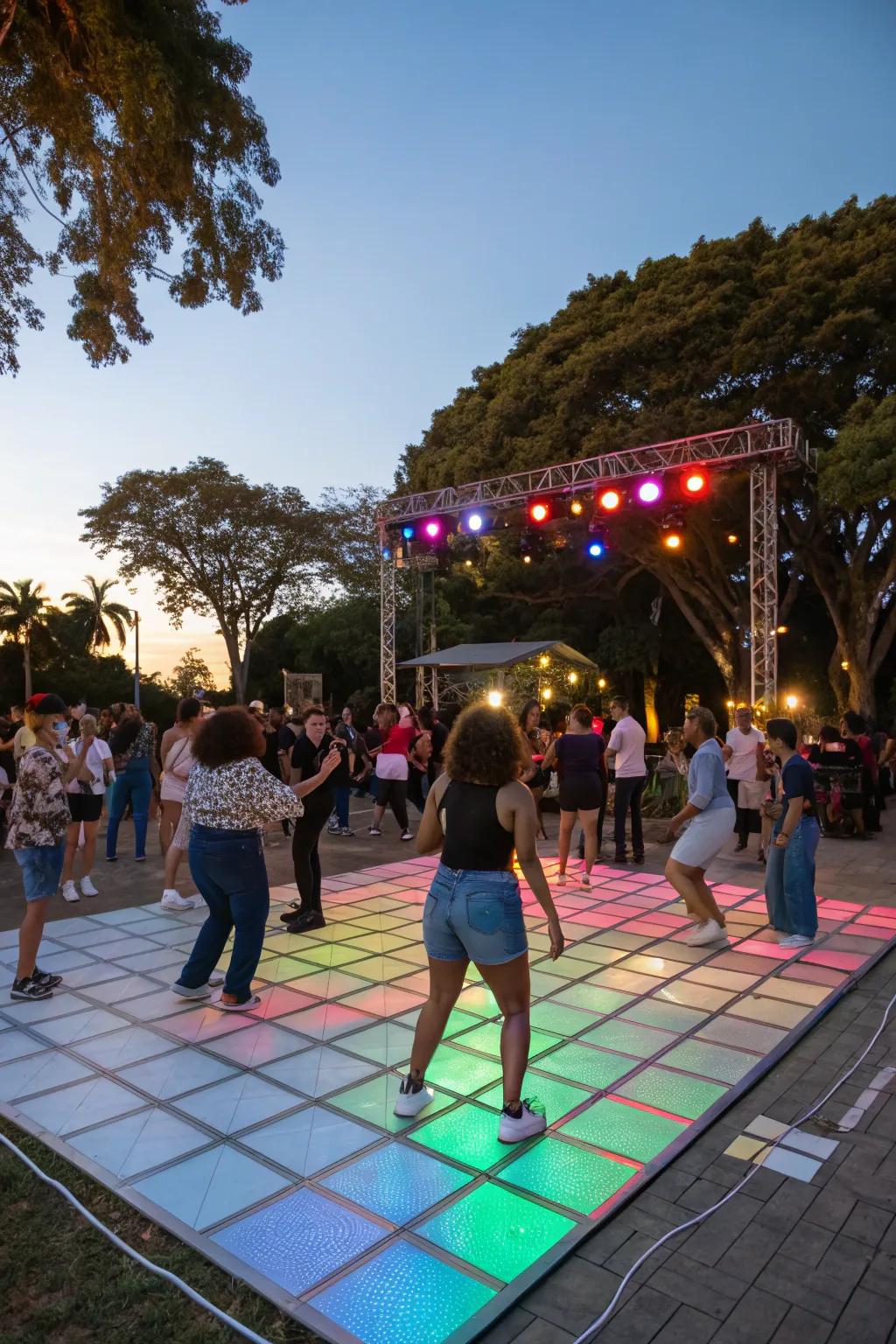 Get your party moving with a lively outdoor dance floor.