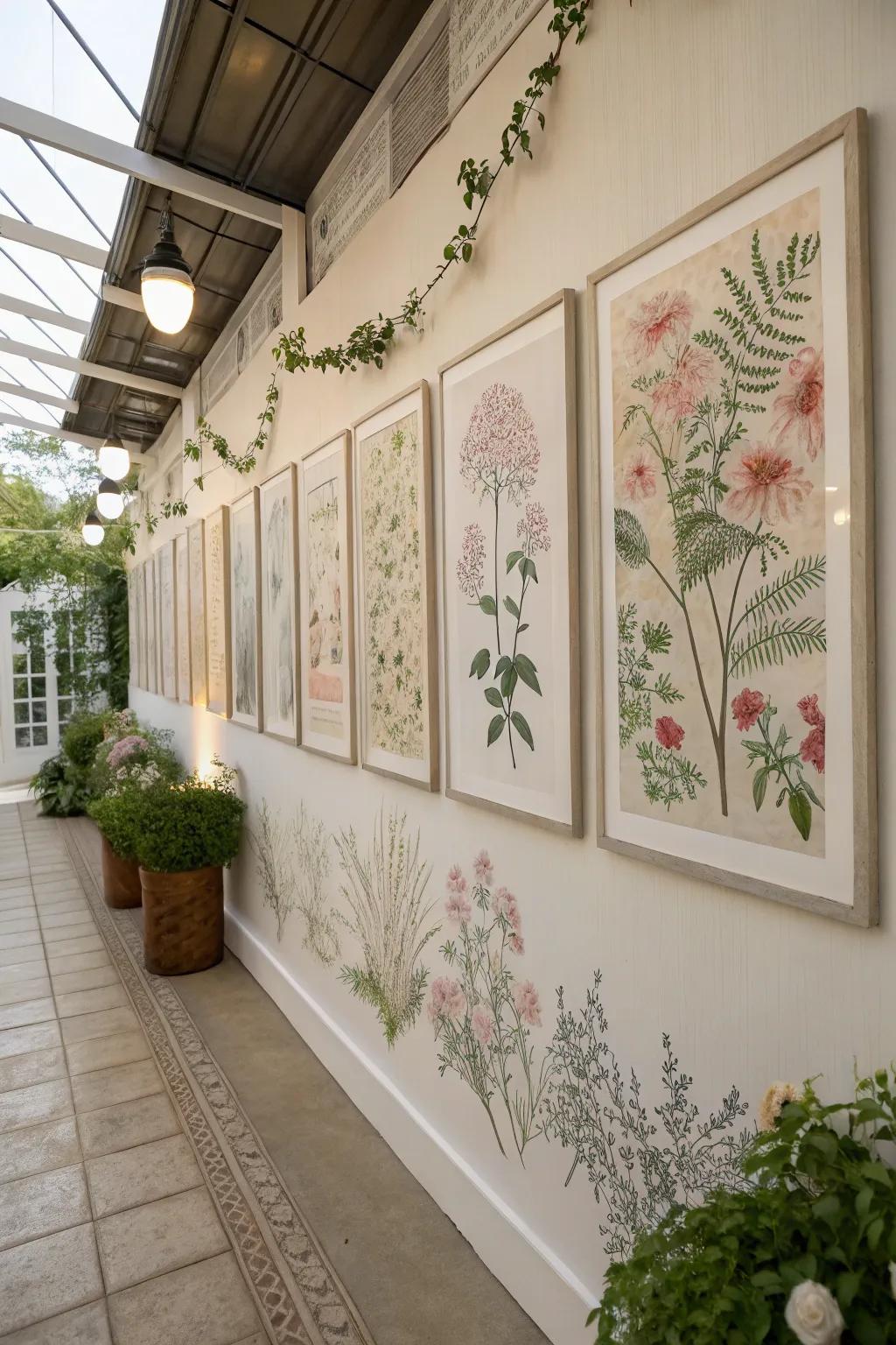 Plant drawings introduce nature's allure and elegance indoors.