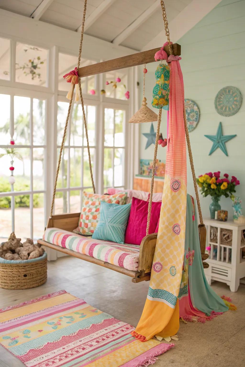 A styled swing injects summer cheer.