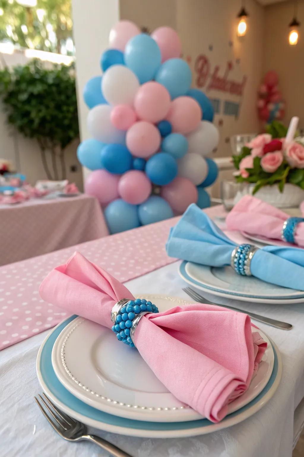 Themed napkin fasteners add a cohesive touch to your table aesthetic.