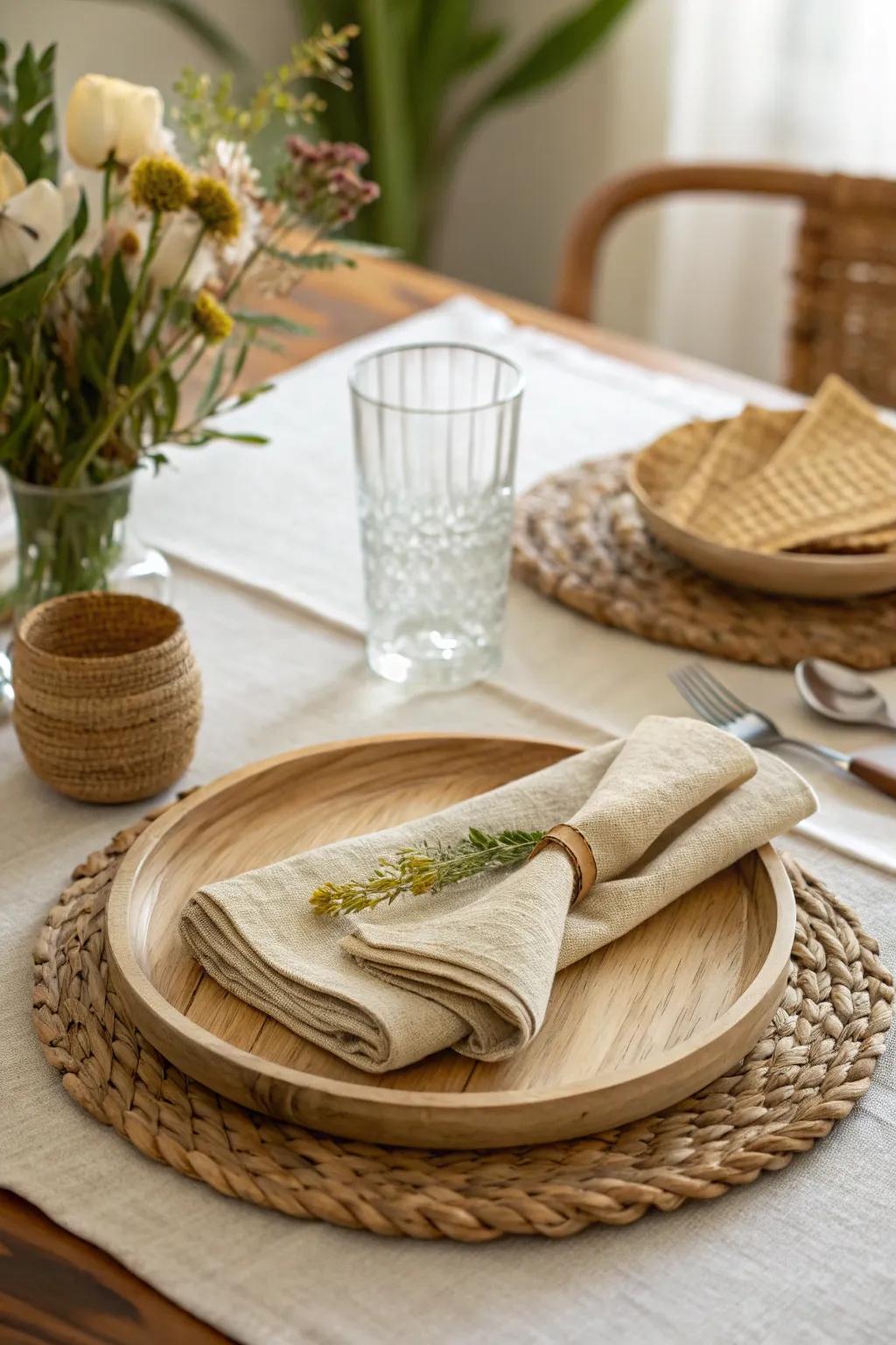 All-natural fabric napkins promote environmentally responsible elegance.