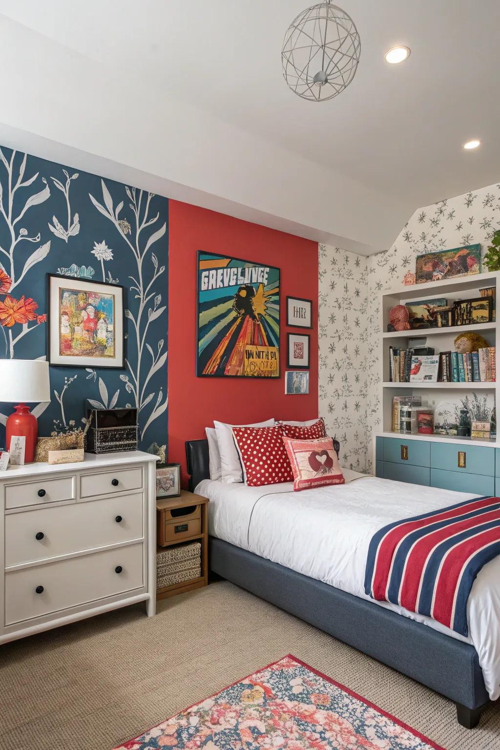 An accent wall has the ability to transform the space's aesthetic.