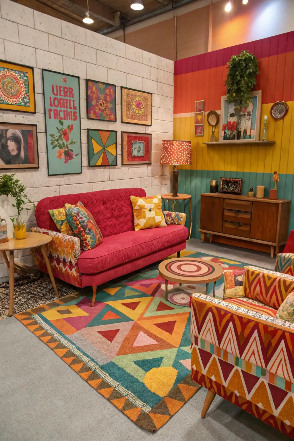 A fun retro revival with vibrant decor.