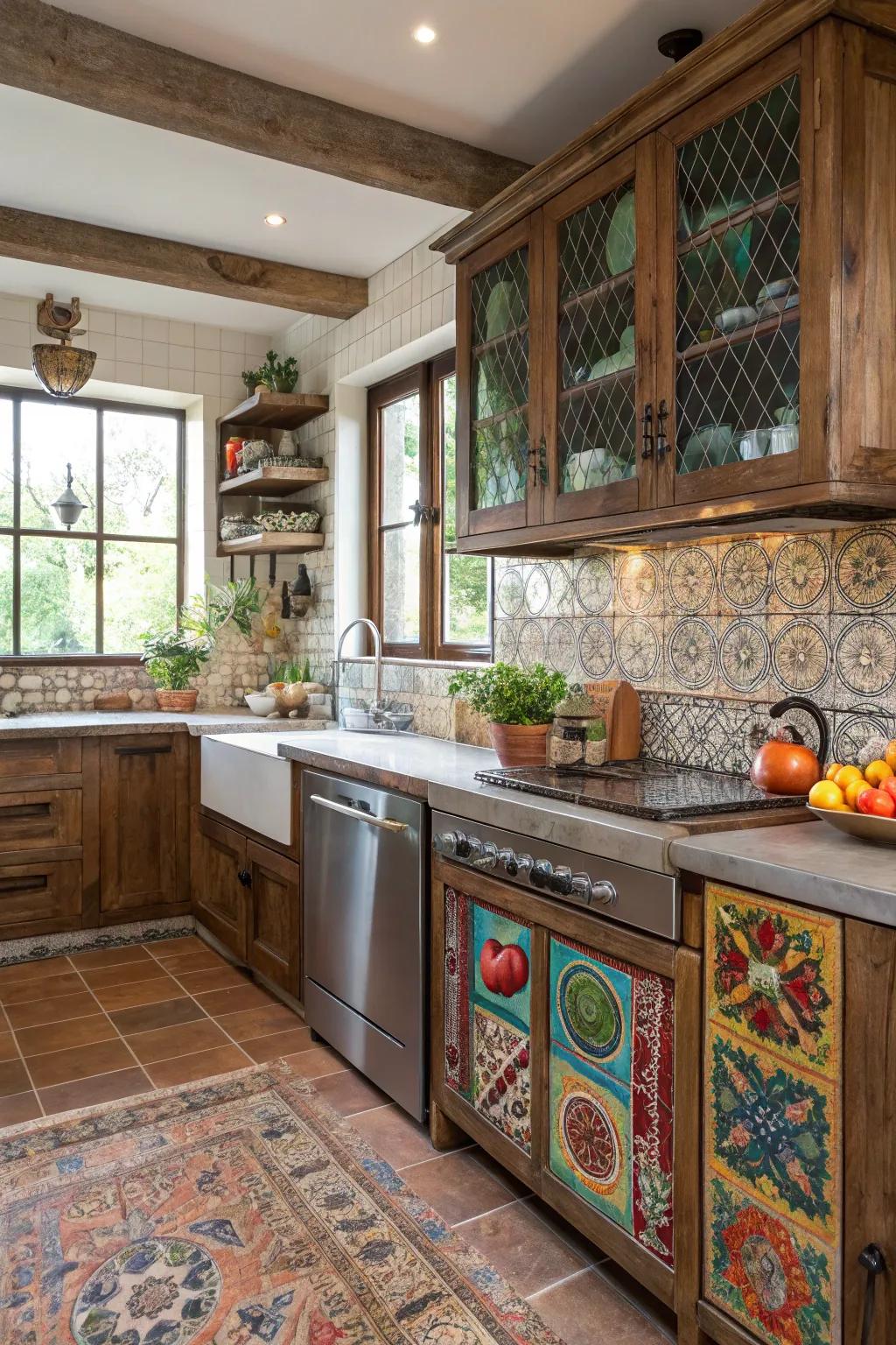 Combining materials like metal and stone creates a custom, character-filled design.