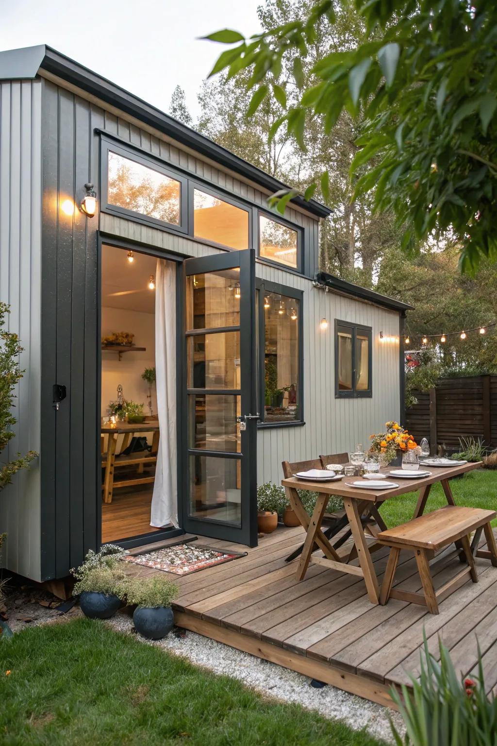 Bipartite windows harmoniously associate indoor and outdoor sectors.