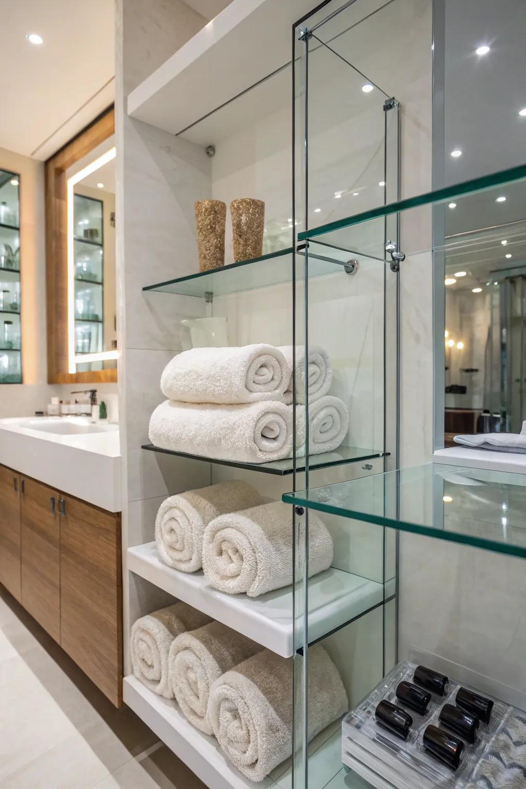 Translucent stowage appends a sleek, contemporary impression.