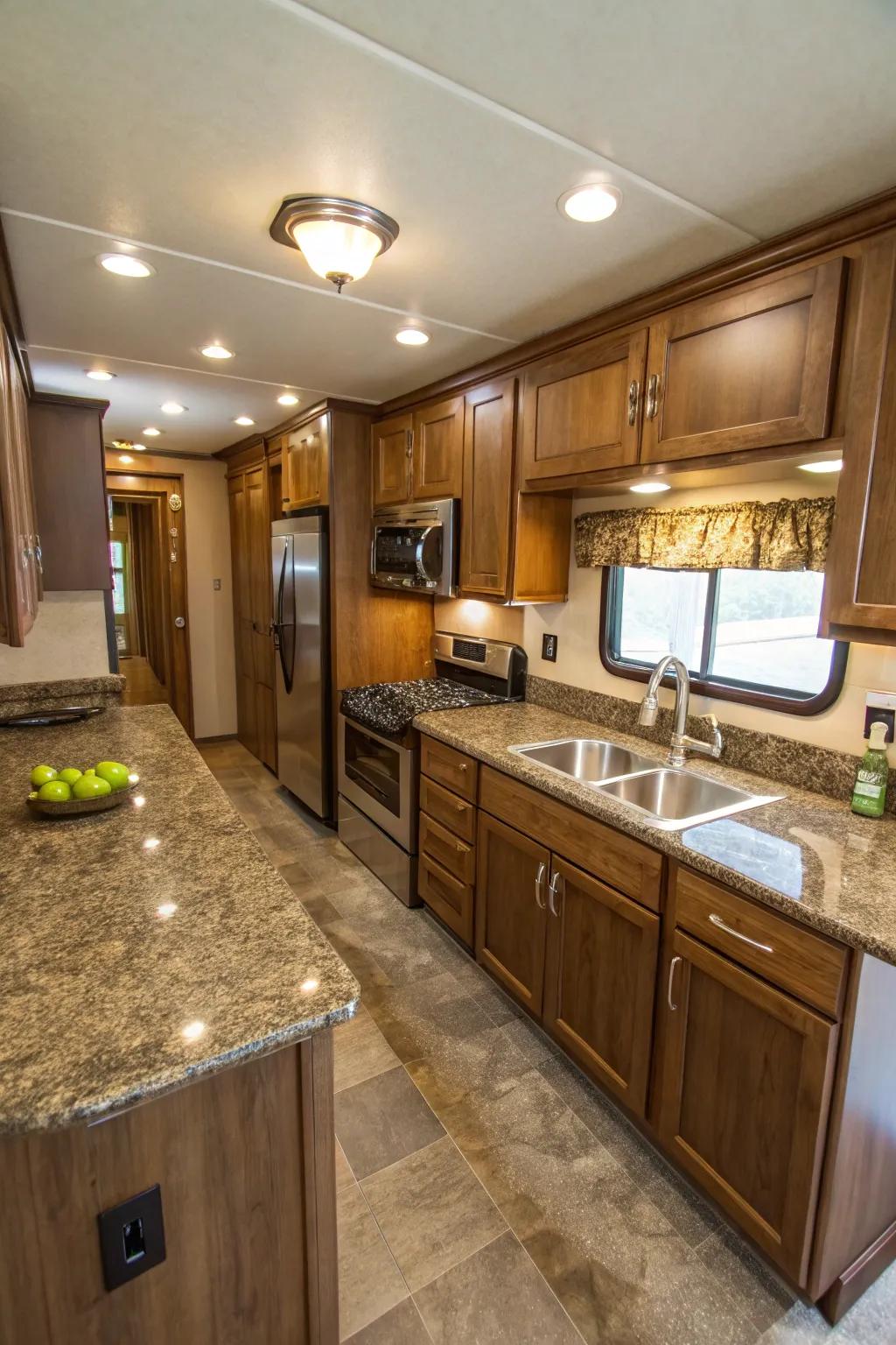 Granite countertops combine lasting quality with style.