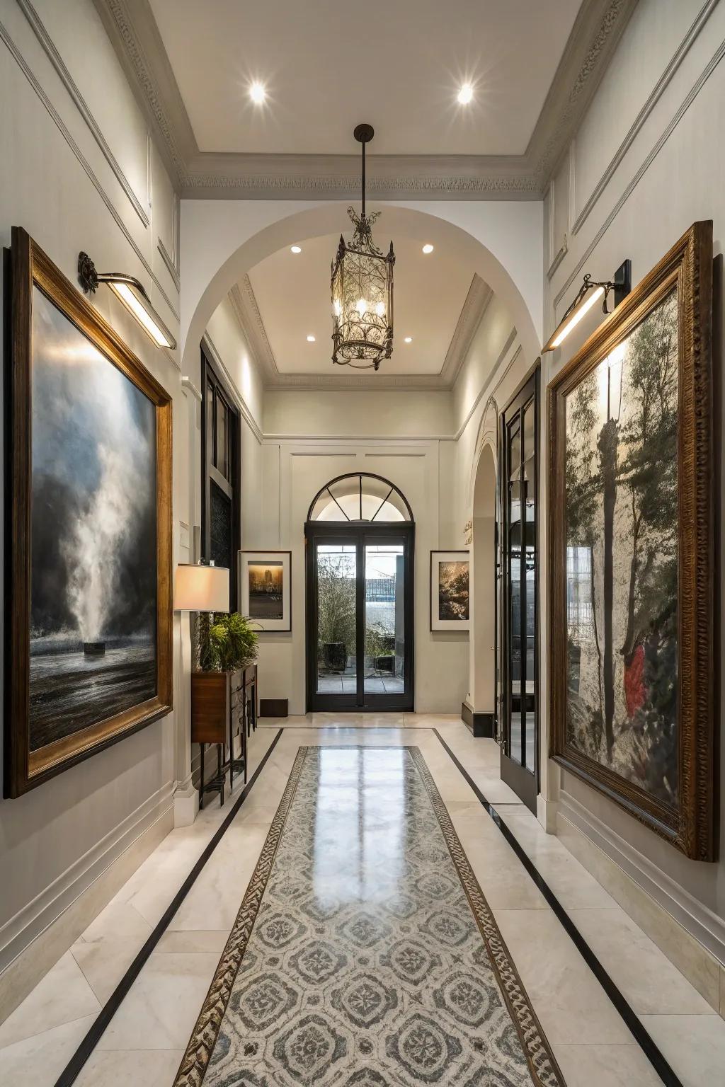 Manipulating scale injects boldness and dynamism into your entryway.