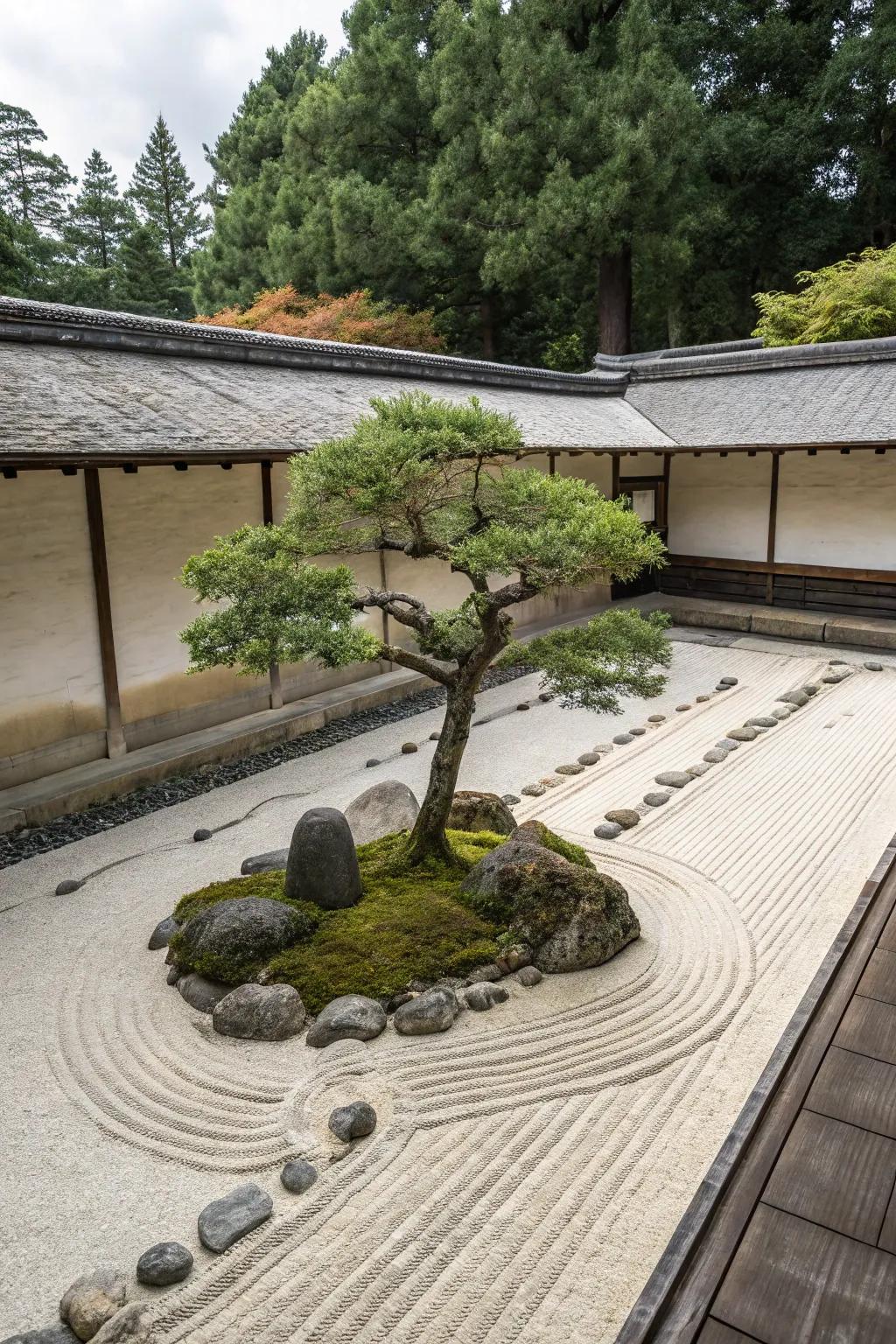 Zen gardens extend a meditative and tranquil ambiance.