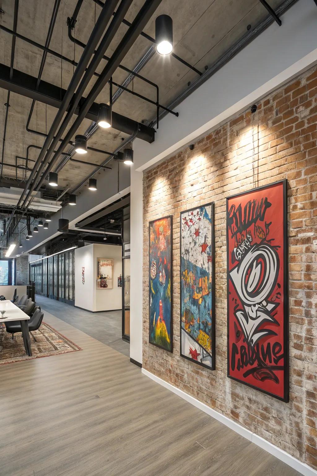 Sharp graffiti-style triptych art for an urban vibe.