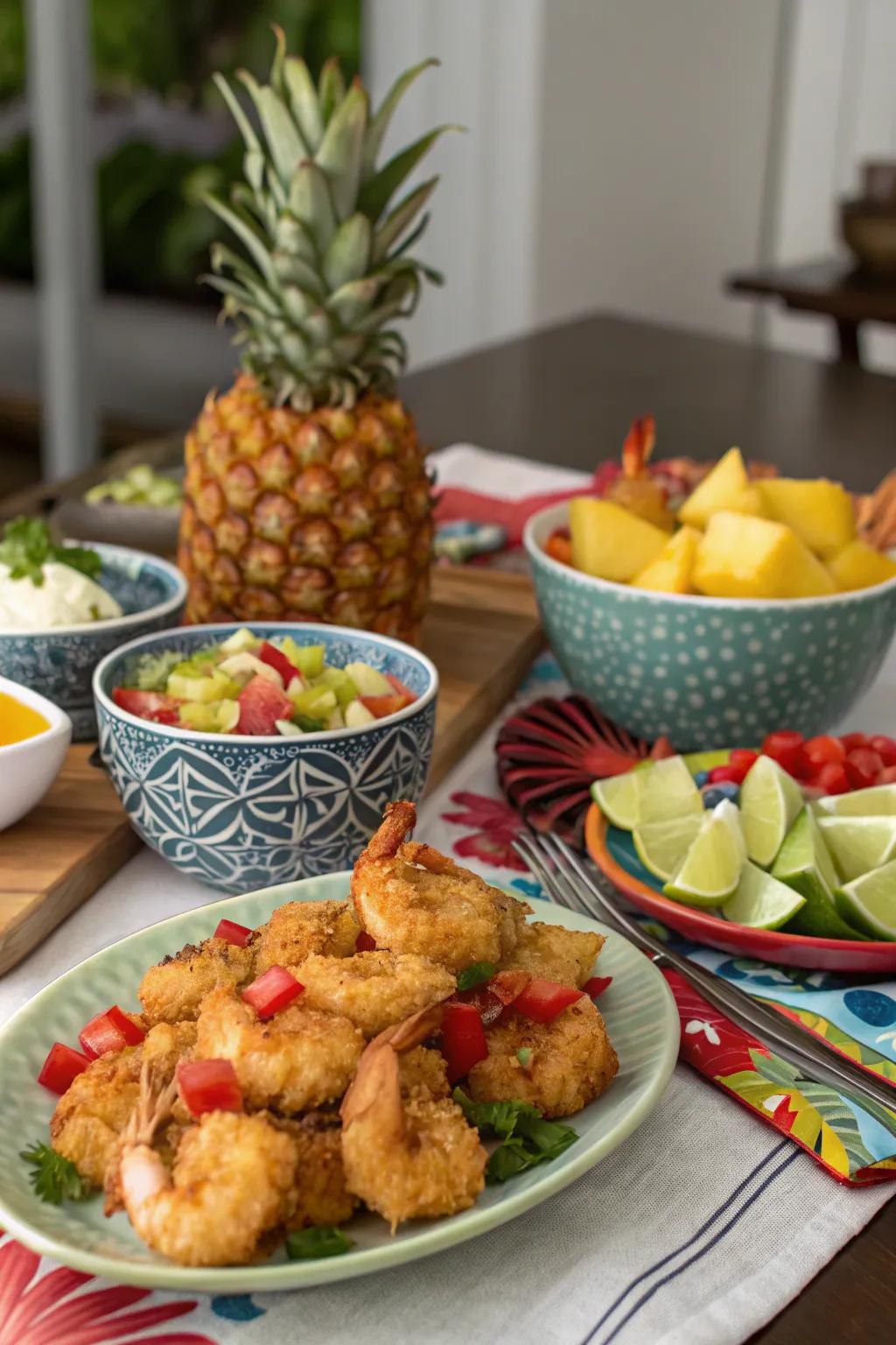 An island-themed supper spread for a flavorful evening.