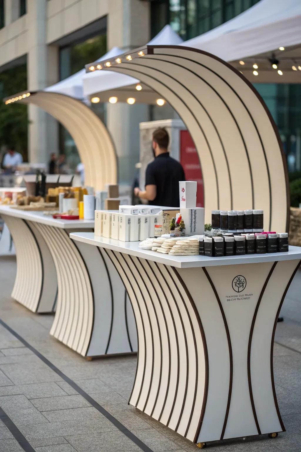 Curved designs offer a modern twist and invite exploration of your display.